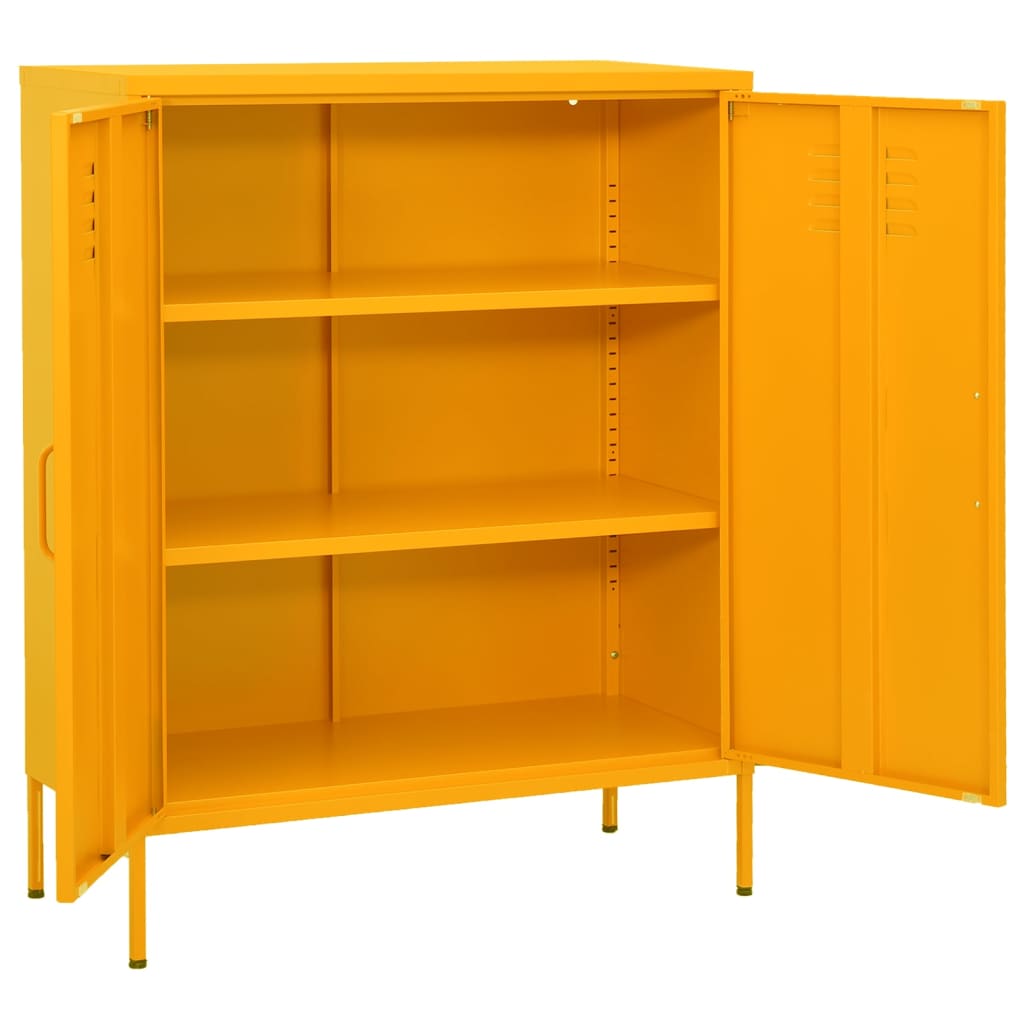 opbevaringsskab 80x35x101,5 cm stål sennepsgul