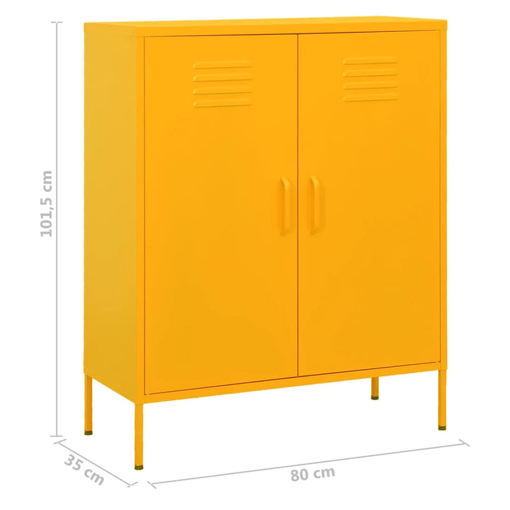 opbevaringsskab 80x35x101,5 cm stål sennepsgul