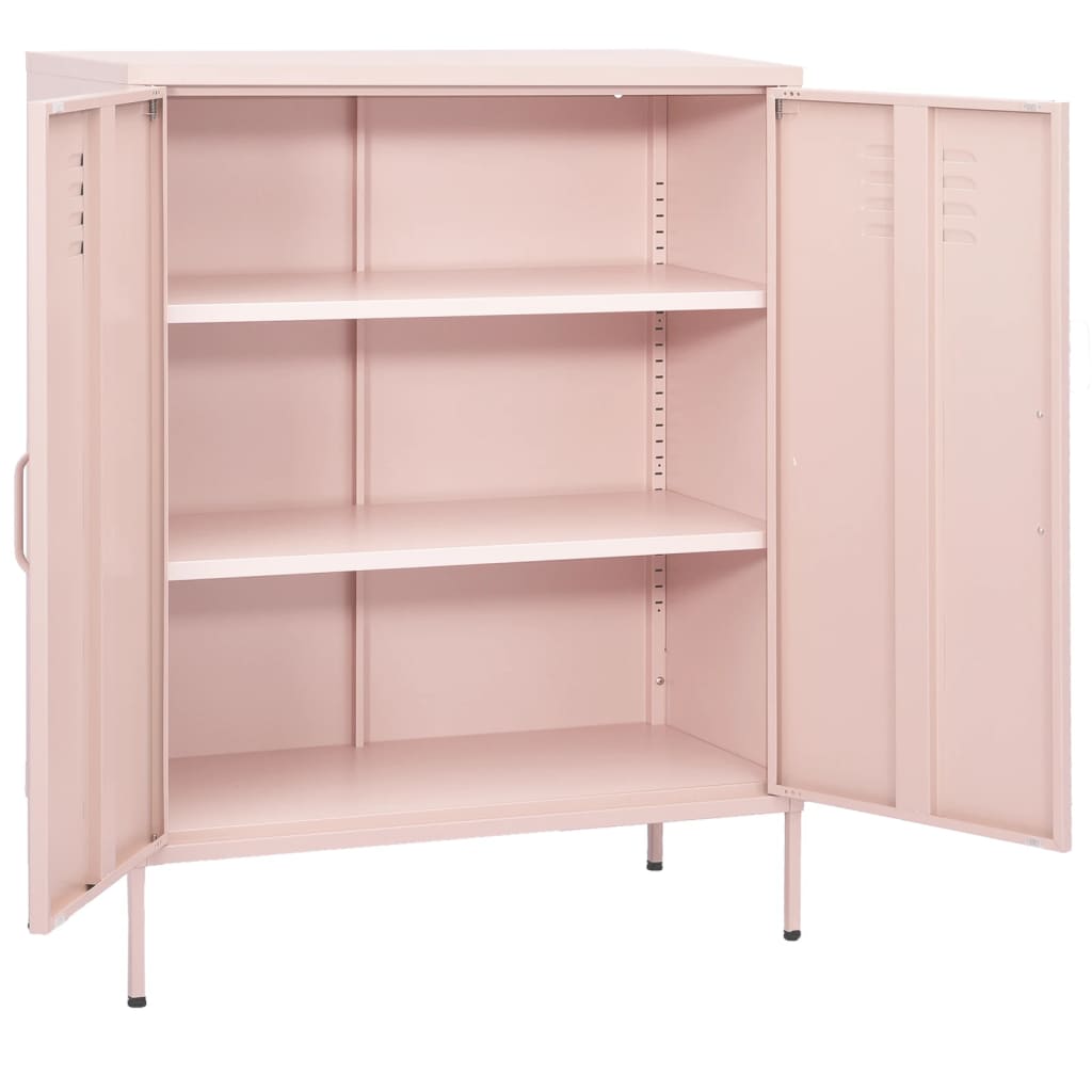 opbevaringsskab 80x35x101,5 cm stål lyserød