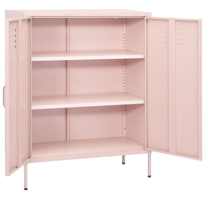 opbevaringsskab 80x35x101,5 cm stål lyserød