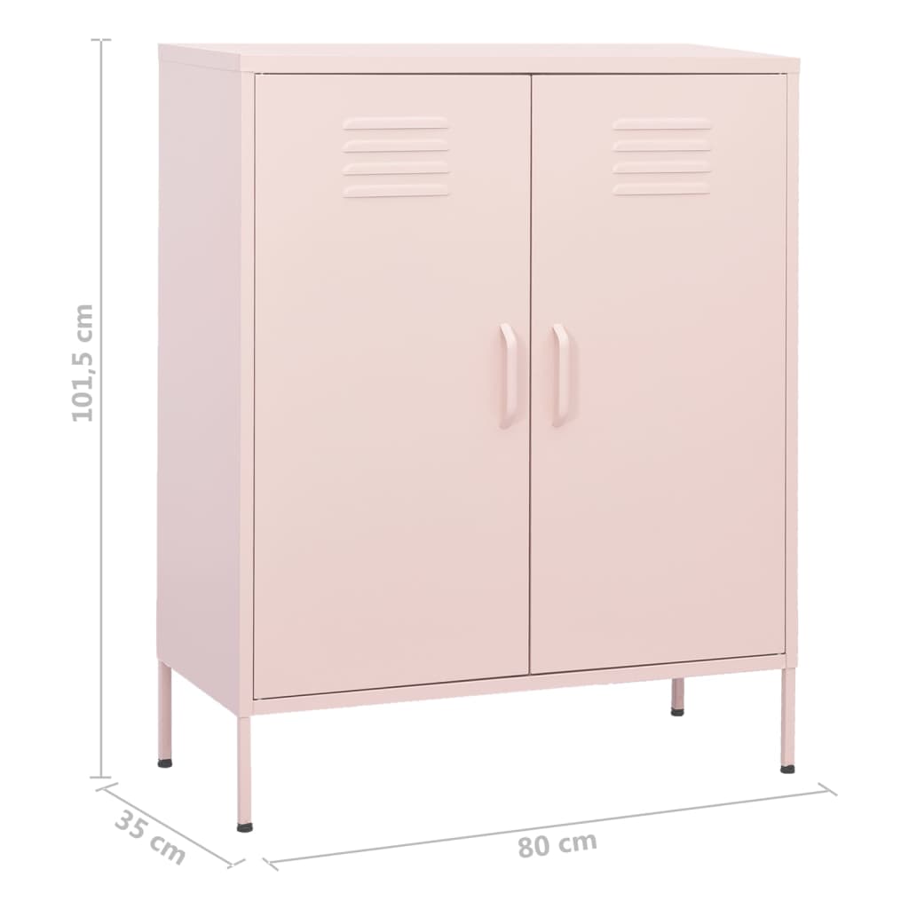 opbevaringsskab 80x35x101,5 cm stål lyserød