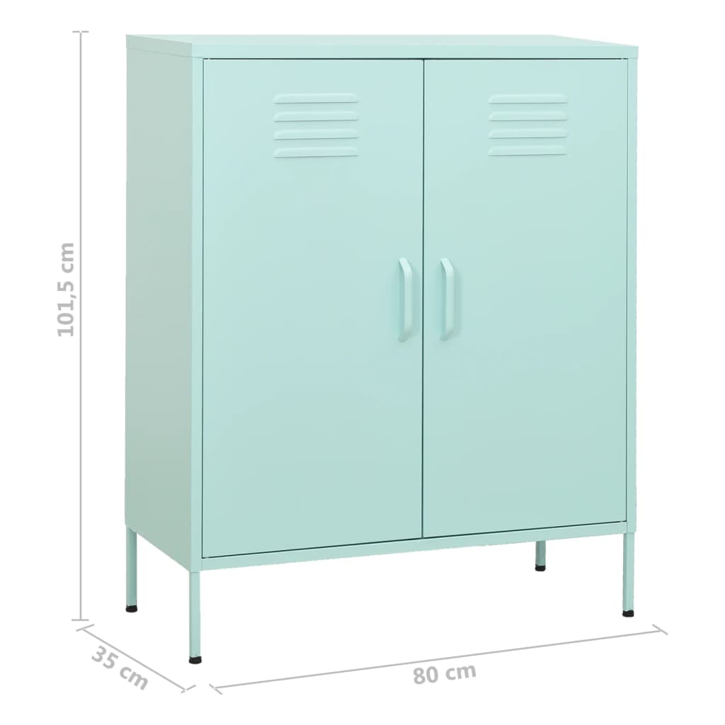 opbevaringsskab 80x35x101,5 cm stål mintgrøn