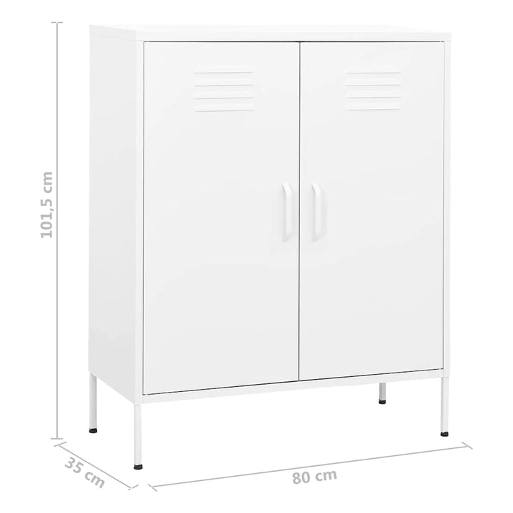 opbevaringsskab 80x35x101,5 cm stål hvid
