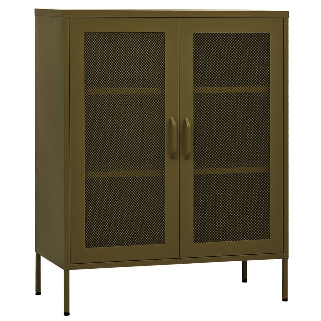 opbevaringsskab 80x35x101,5 cm stål olivengrøn