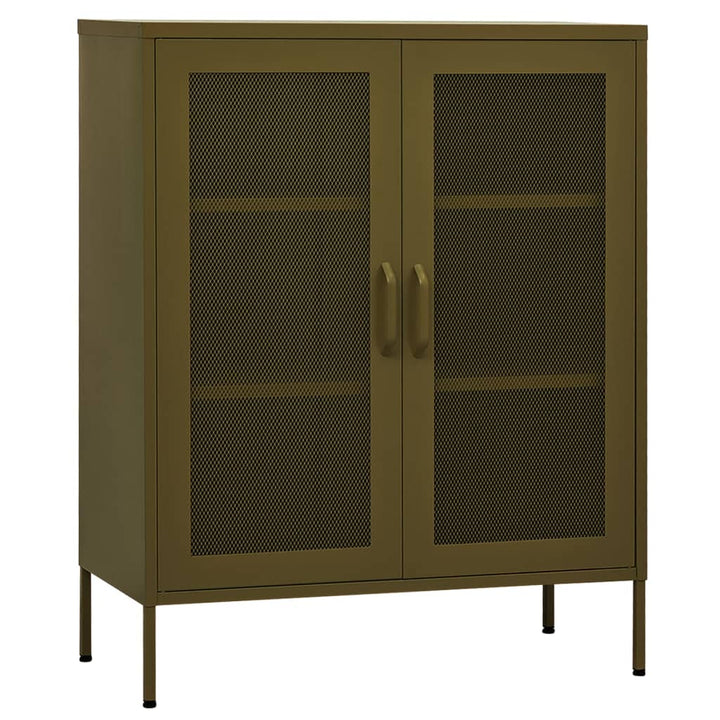 opbevaringsskab 80x35x101,5 cm stål olivengrøn