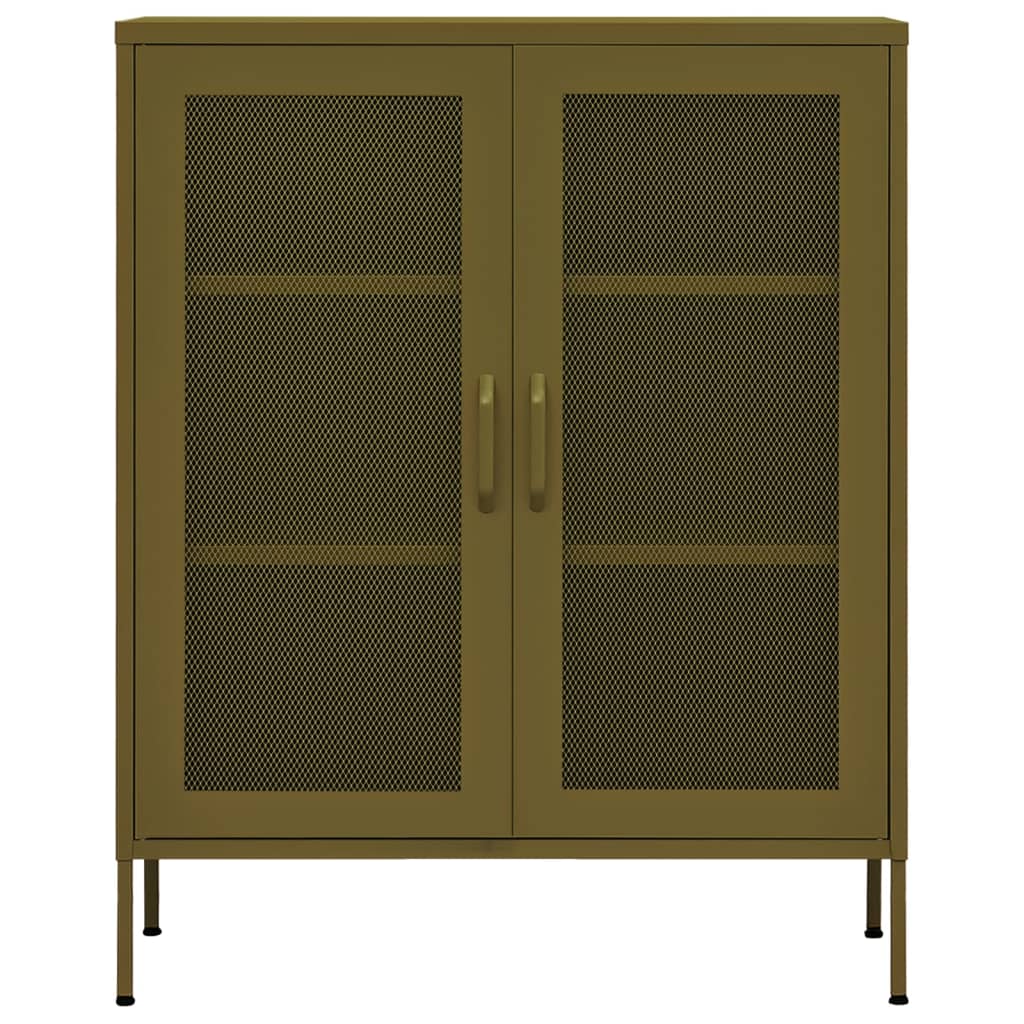 opbevaringsskab 80x35x101,5 cm stål olivengrøn