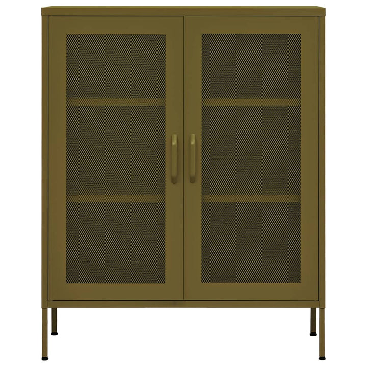 opbevaringsskab 80x35x101,5 cm stål olivengrøn