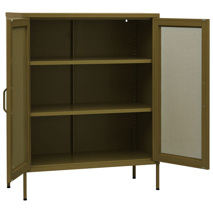 opbevaringsskab 80x35x101,5 cm stål olivengrøn