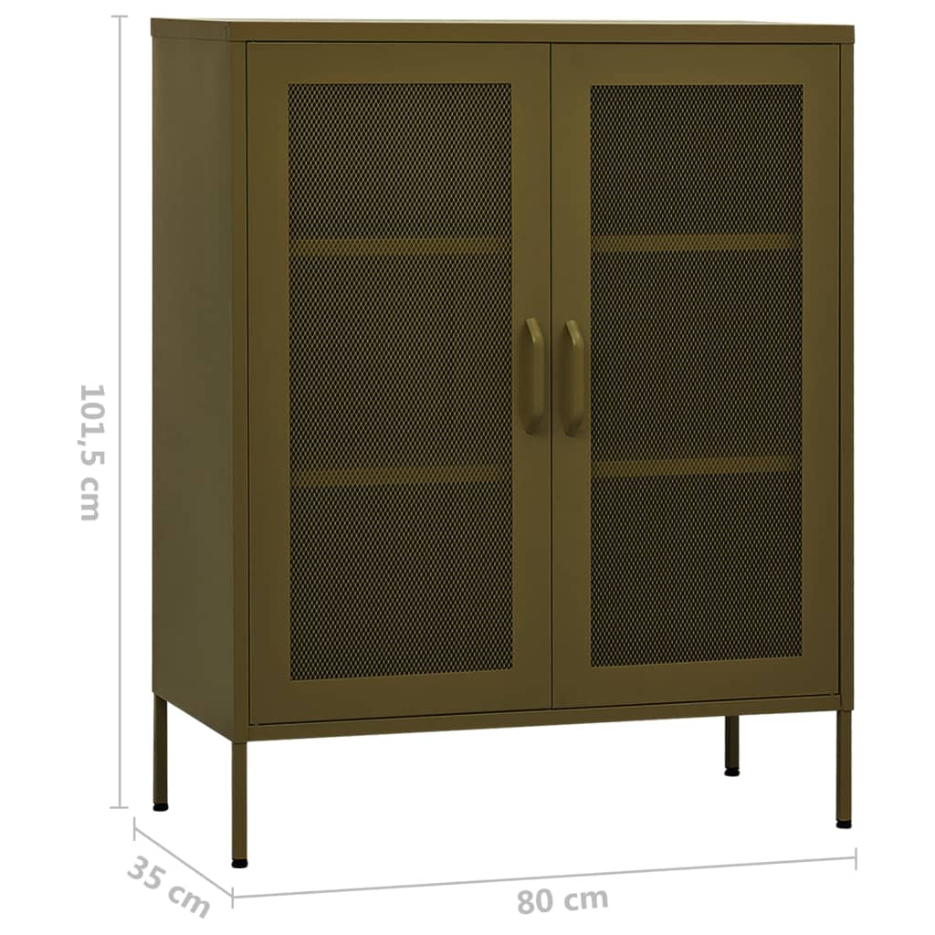 opbevaringsskab 80x35x101,5 cm stål olivengrøn