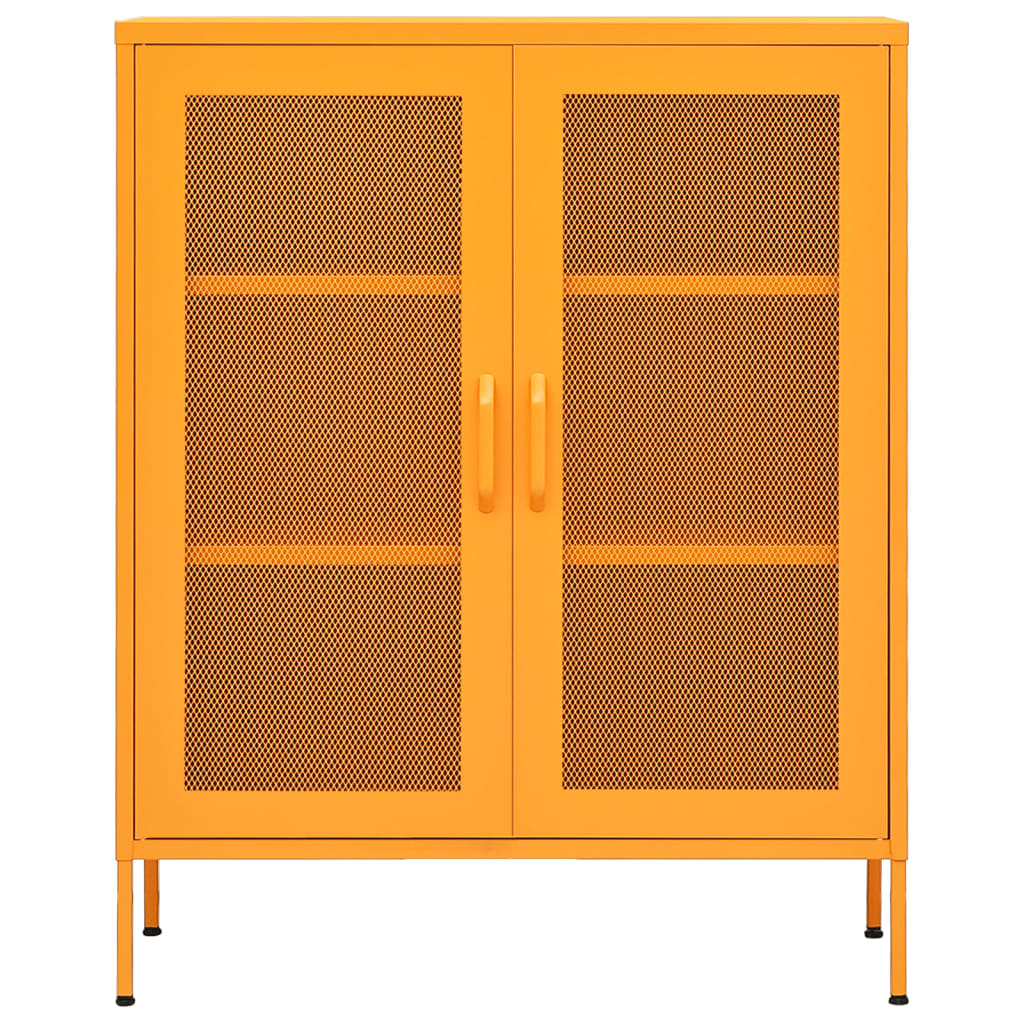 opbevaringsskab sennepsgul 80x35x101,5 cm stål