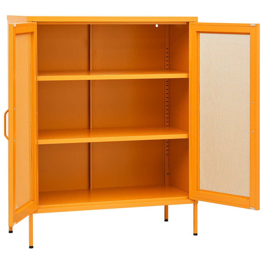opbevaringsskab sennepsgul 80x35x101,5 cm stål