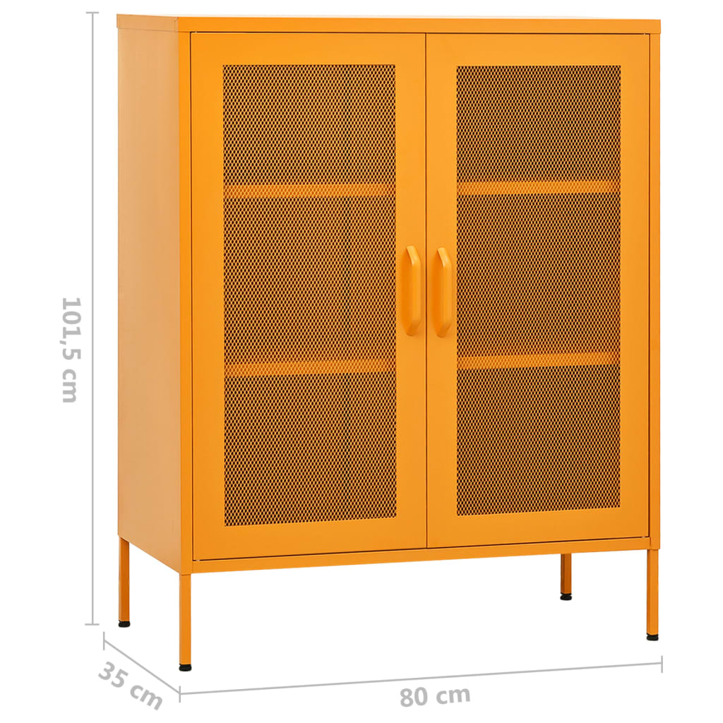 opbevaringsskab sennepsgul 80x35x101,5 cm stål