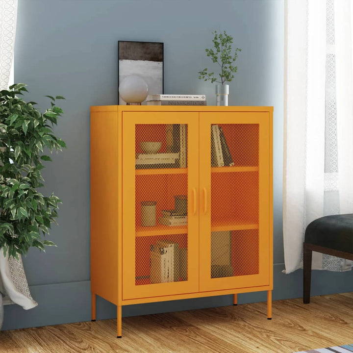 opbevaringsskab sennepsgul 80x35x101,5 cm stål