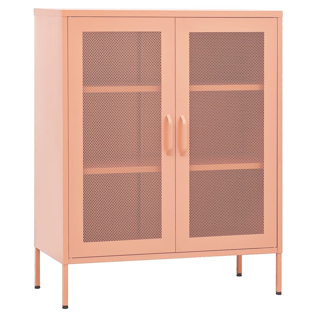 opbevaringsskab 80x35x101,5 cm stål lyserød