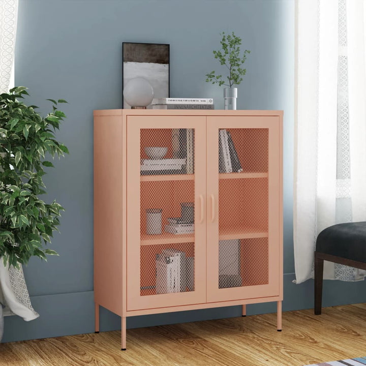 opbevaringsskab 80x35x101,5 cm stål lyserød