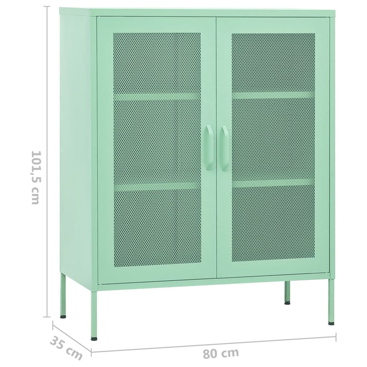 opbevaringsskab 80x35x101,5 cm stål mintgrøn