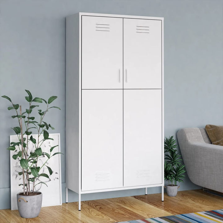 klædeskab 90x50x180 cm stål hvid