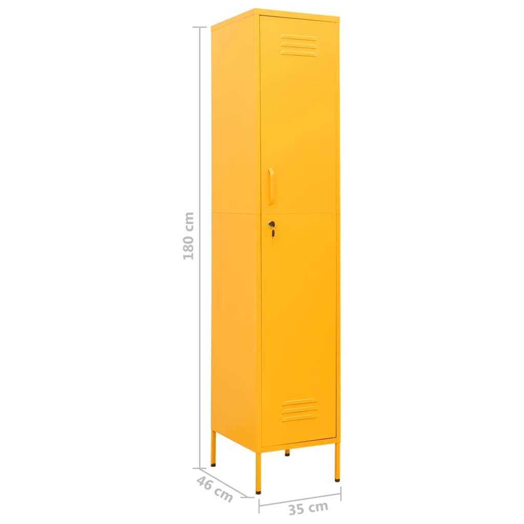 skab 35x46x180 cm stål sennepsgul