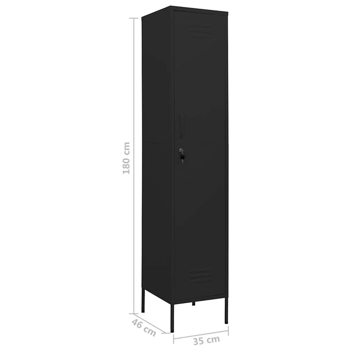 skab 35x46x180 cm stål sort