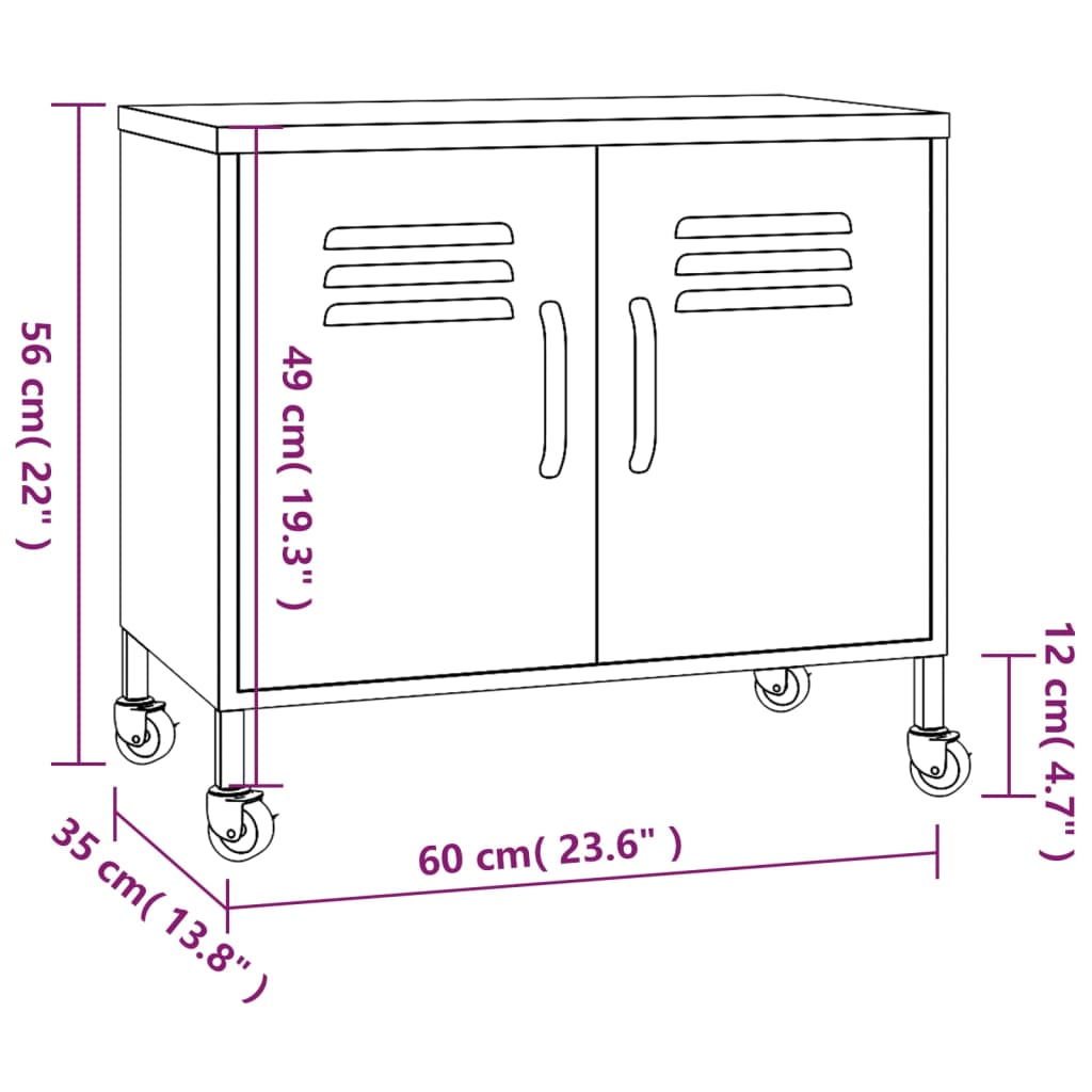 opbevaringsskab 60x35x56 cm stål marineblå