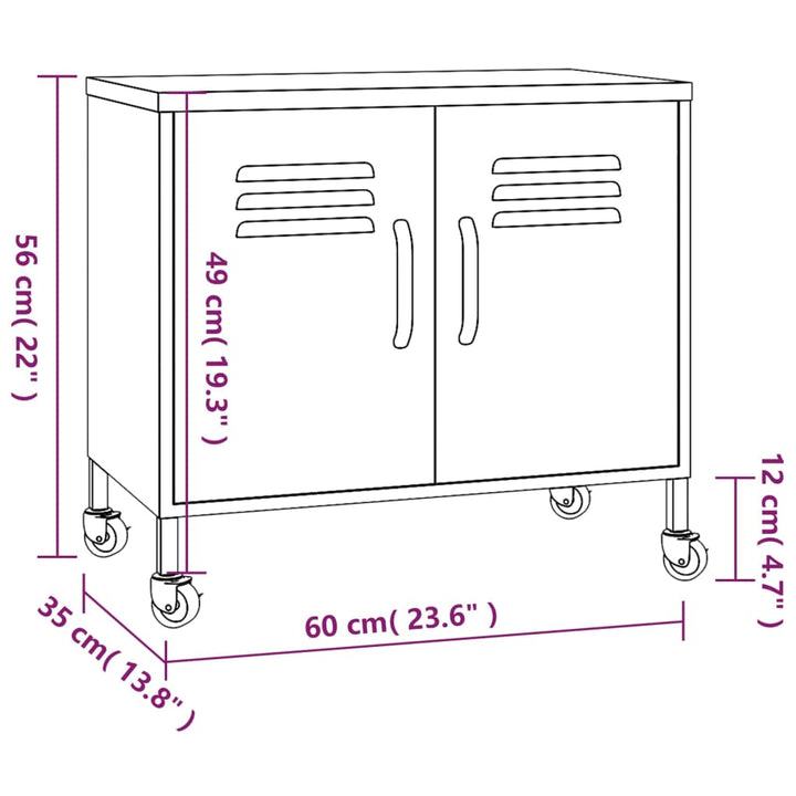 opbevaringsskab 60x35x56 cm stål lyserød