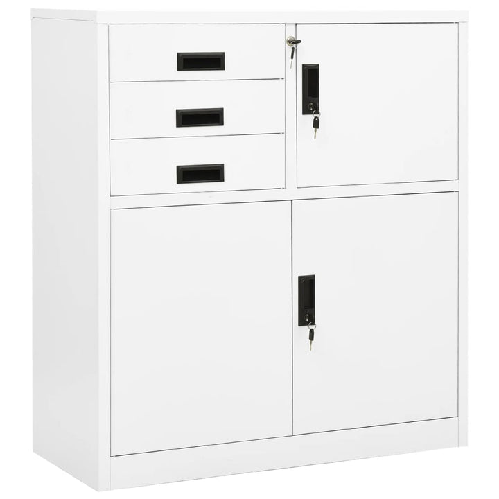 kontorskab 90x40x102 cm stål hvid