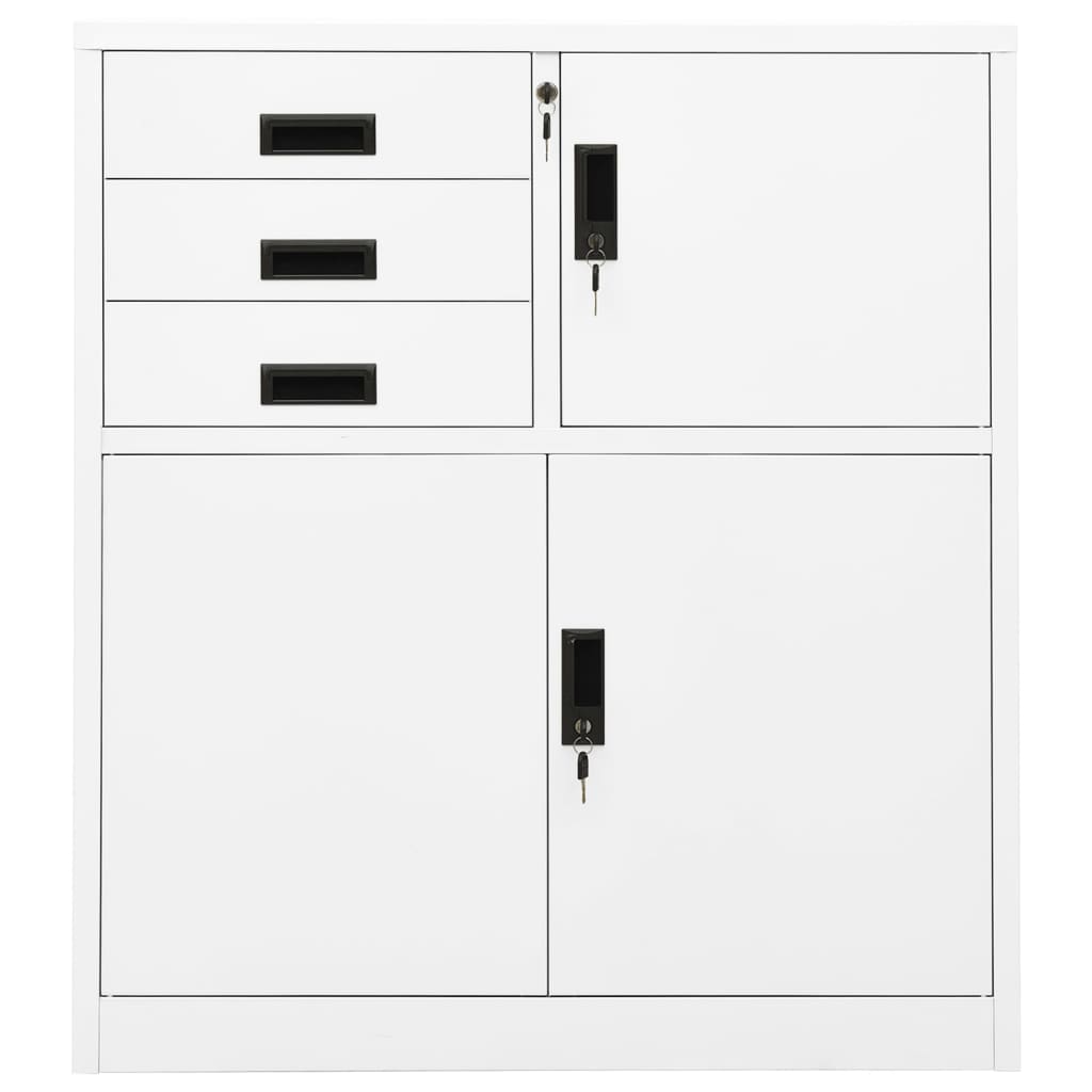 kontorskab 90x40x102 cm stål hvid