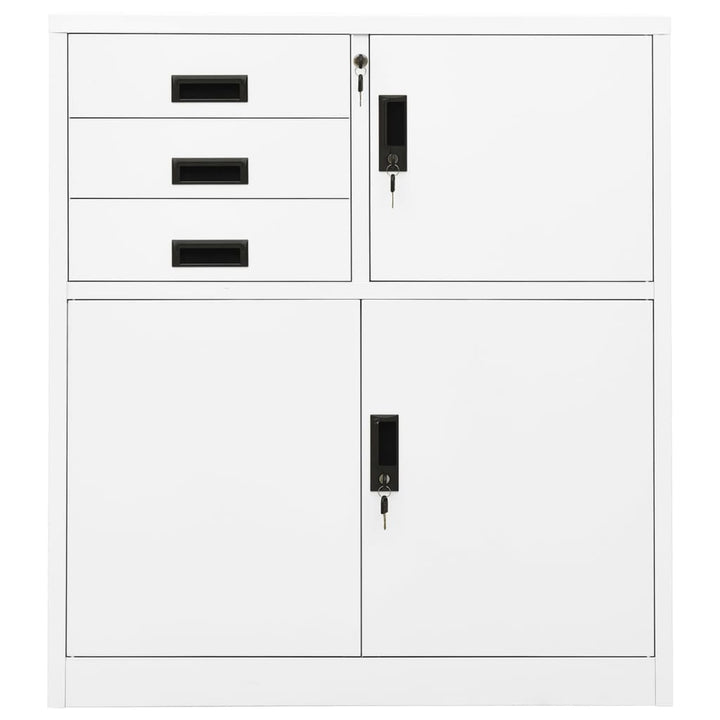 kontorskab 90x40x102 cm stål hvid