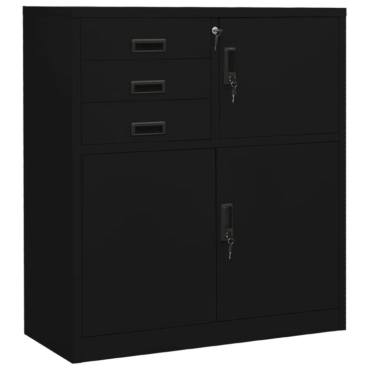 kontorskab 90x40x102 cm stål sort
