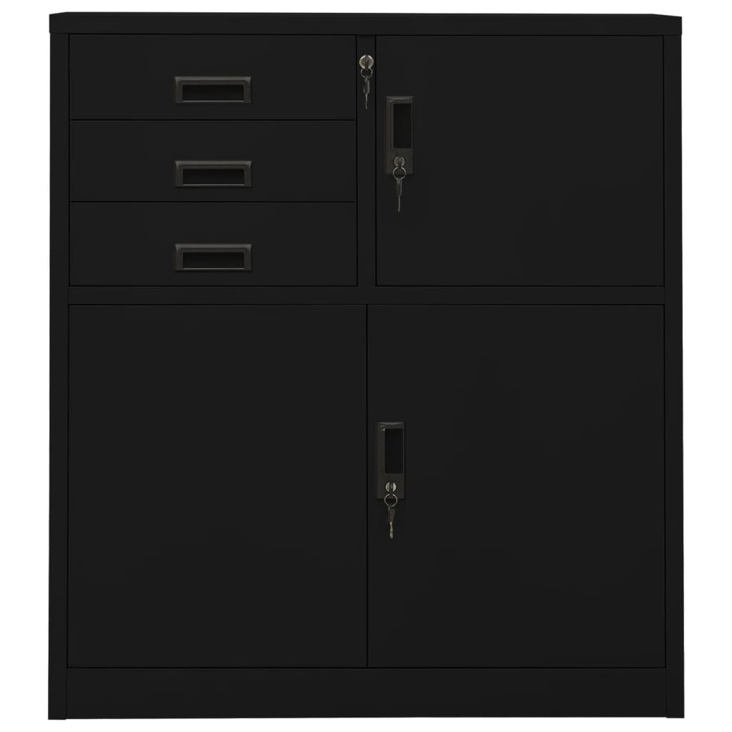 kontorskab 90x40x102 cm stål sort