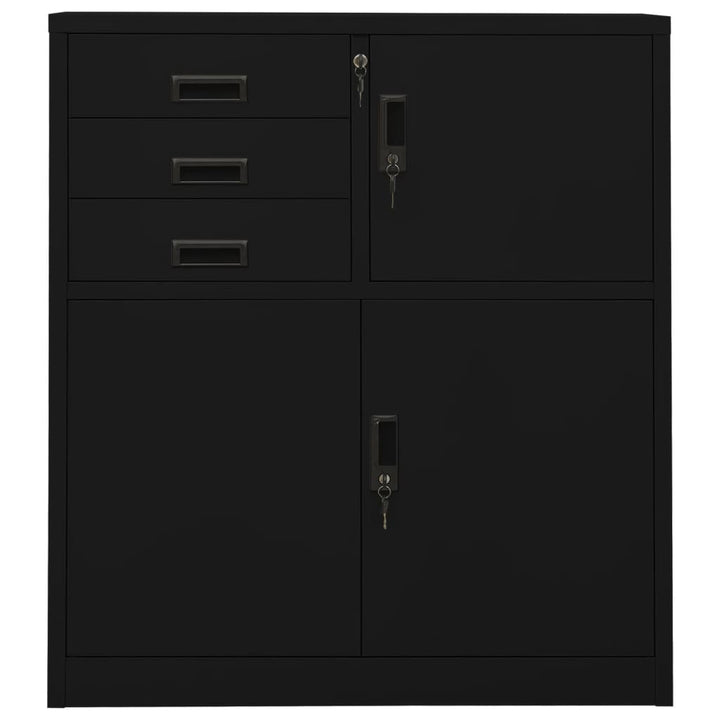 kontorskab 90x40x102 cm stål sort