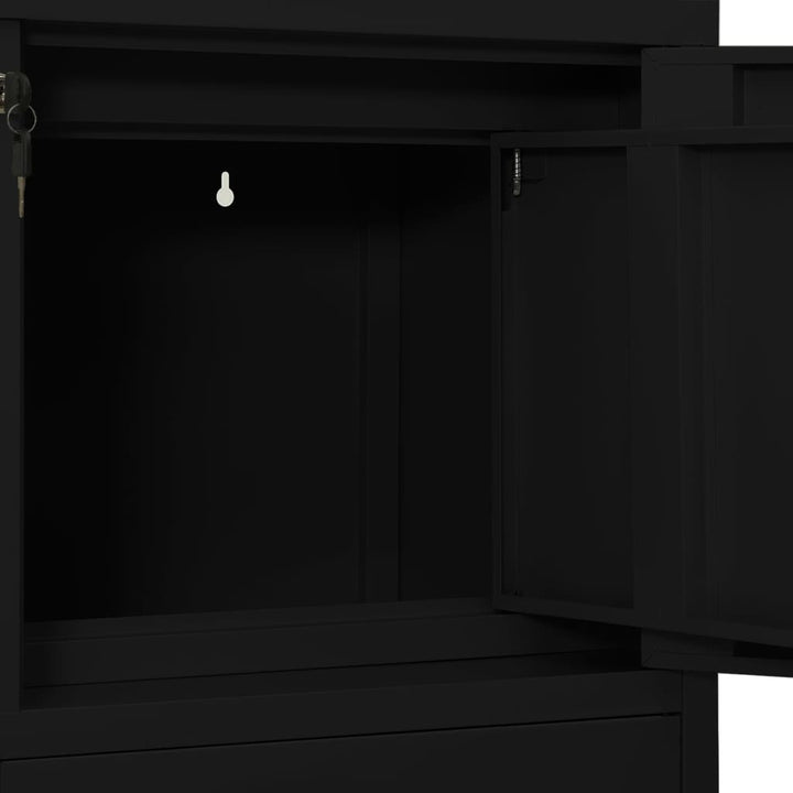 kontorskab 90x40x102 cm stål sort