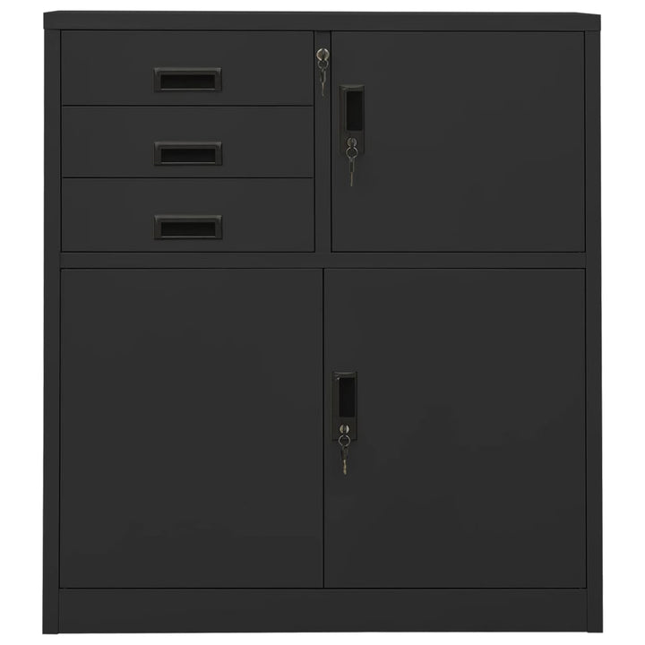 kontorskab 90x40x102 cm stål antracitgrå