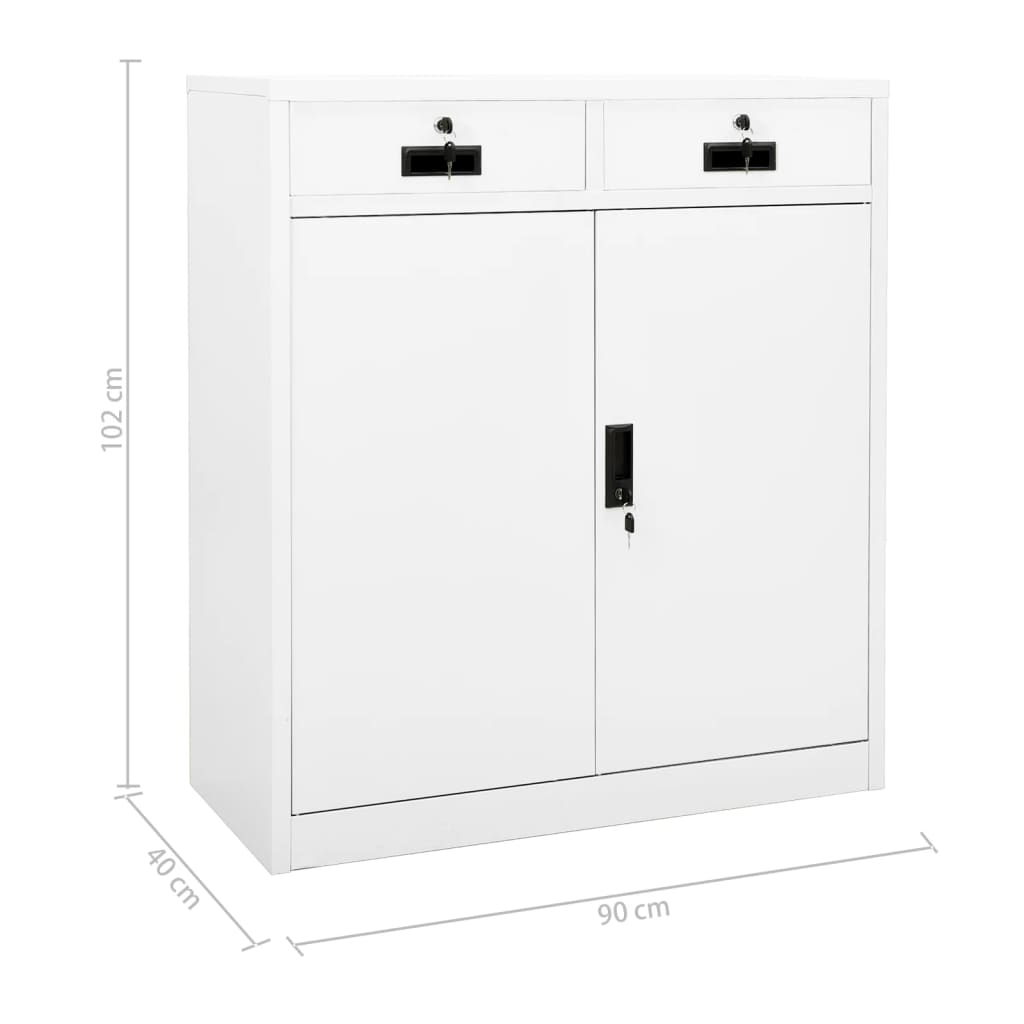kontorskab 90x40x102 cm stål hvid