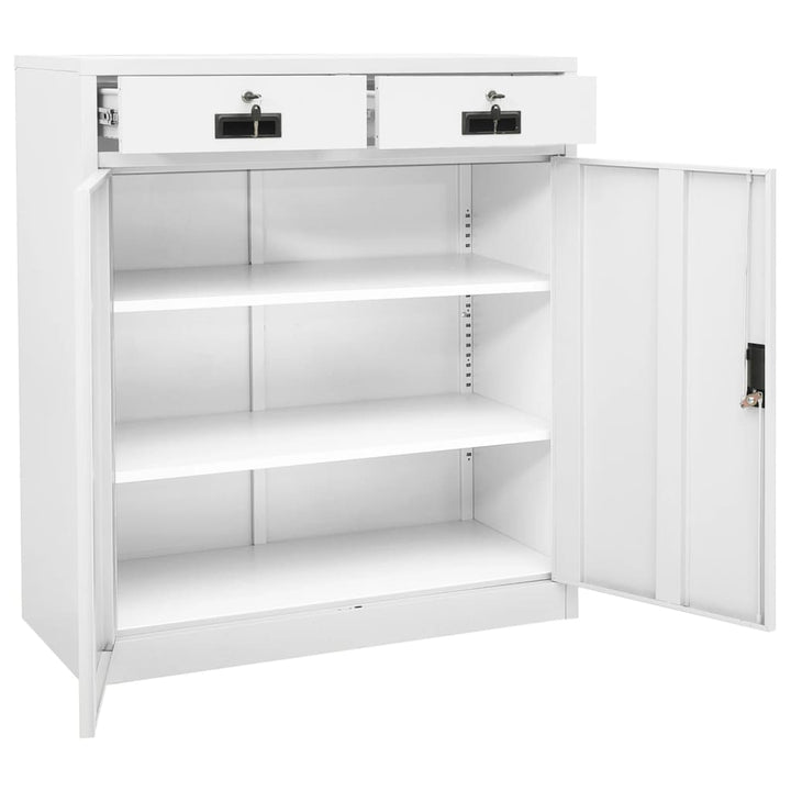 kontorskab 90x40x102 cm stål hvid