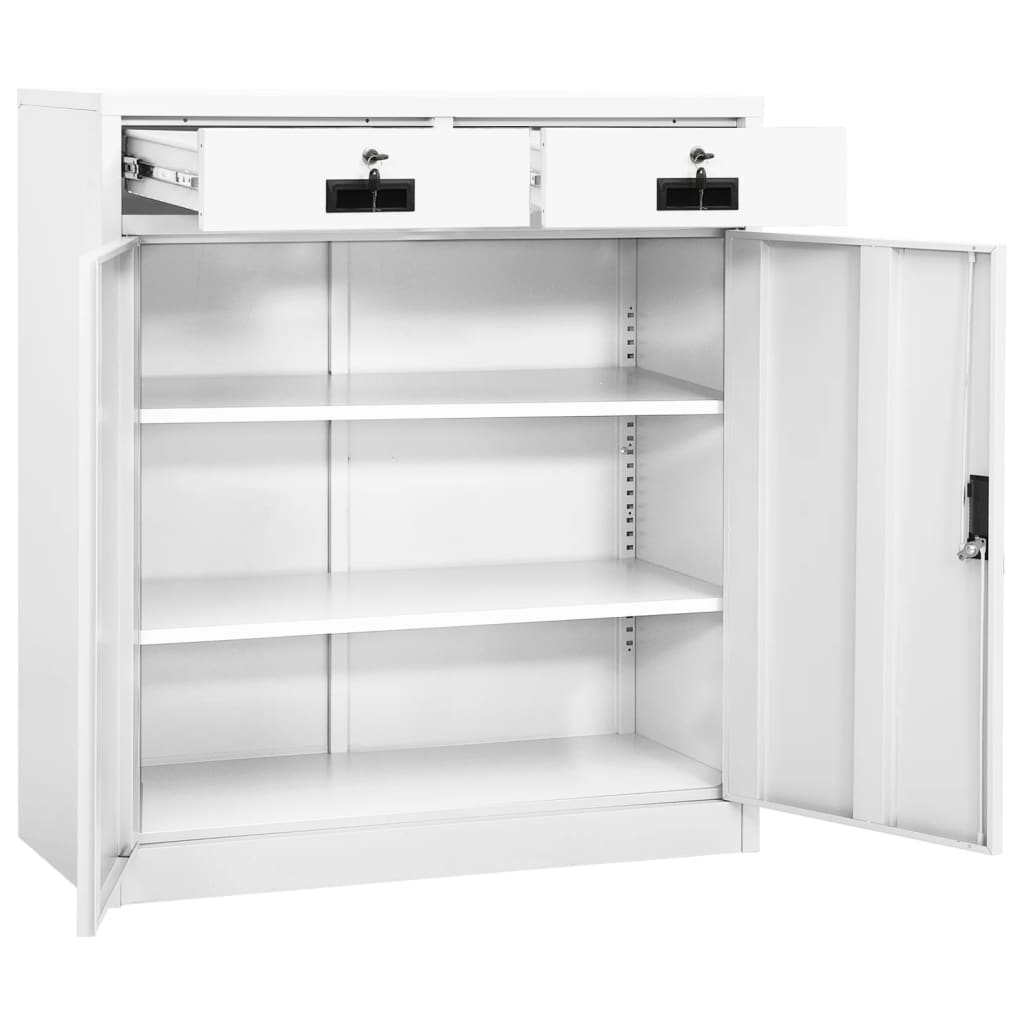 kontorskab 90x40x102 cm stål hvid