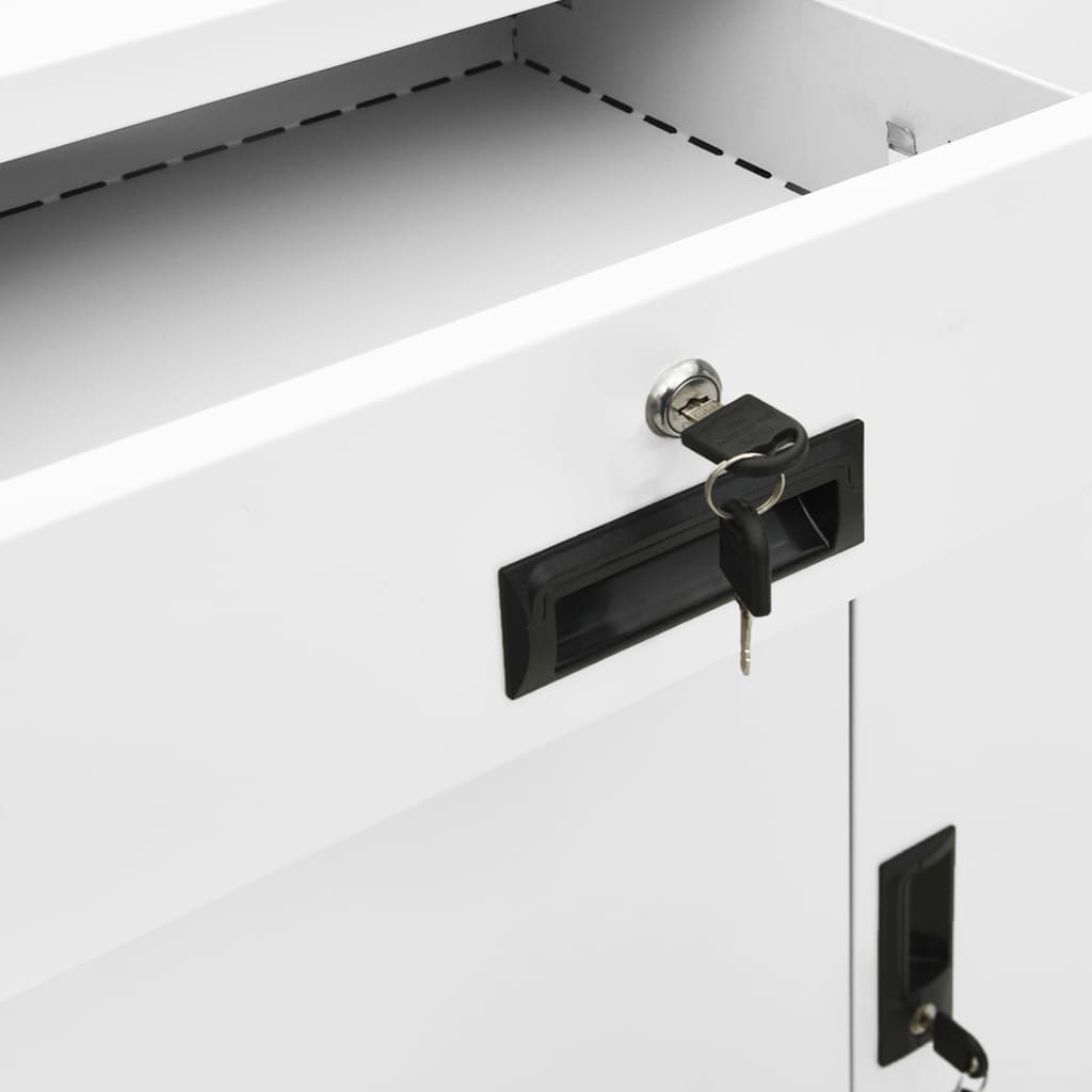 kontorskab 90x40x102 cm stål hvid