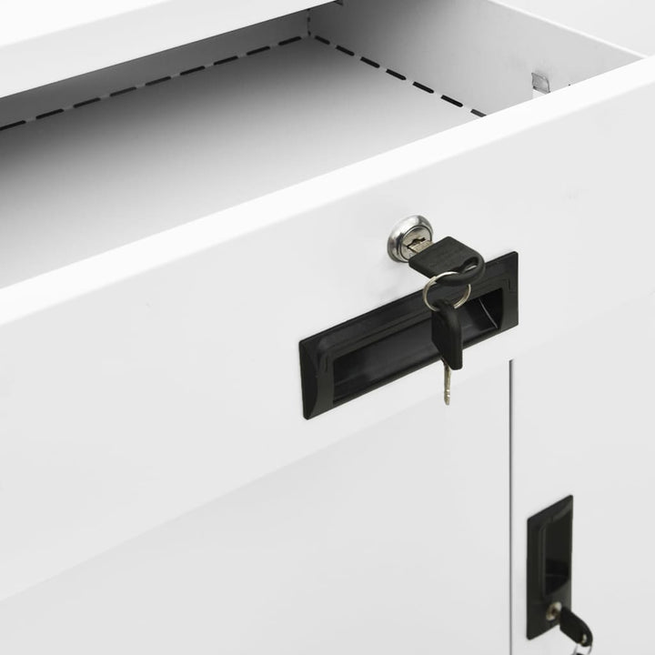 kontorskab 90x40x102 cm stål hvid