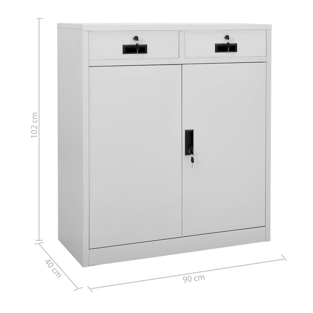 kontorskab 90x40x102 cm stål lysegrå
