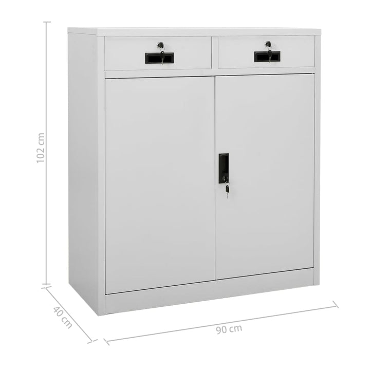 kontorskab 90x40x102 cm stål lysegrå