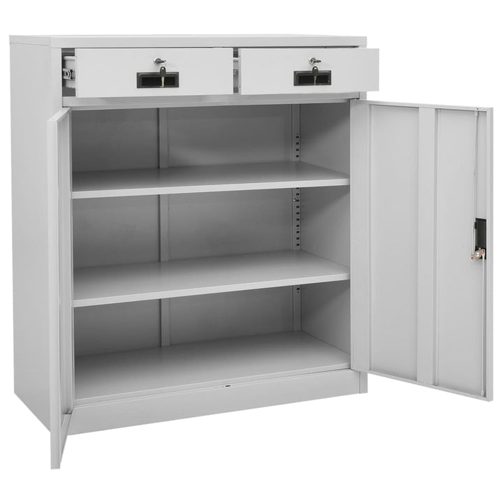 kontorskab 90x40x102 cm stål lysegrå