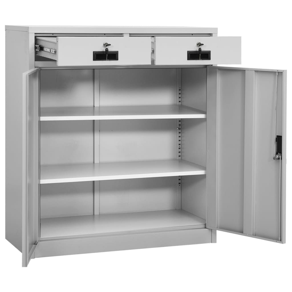 kontorskab 90x40x102 cm stål lysegrå