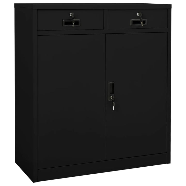 kontorskab 90x40x102 cm stål sort