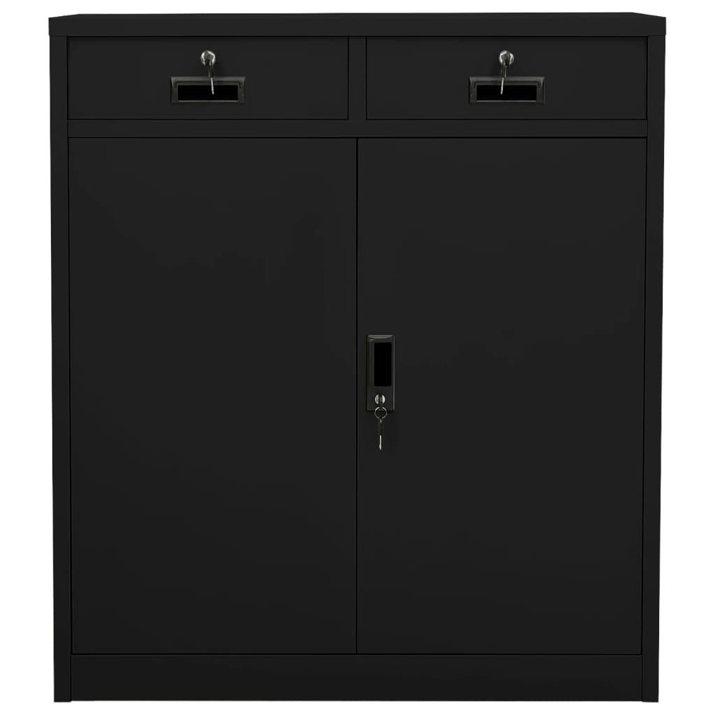 kontorskab 90x40x102 cm stål sort