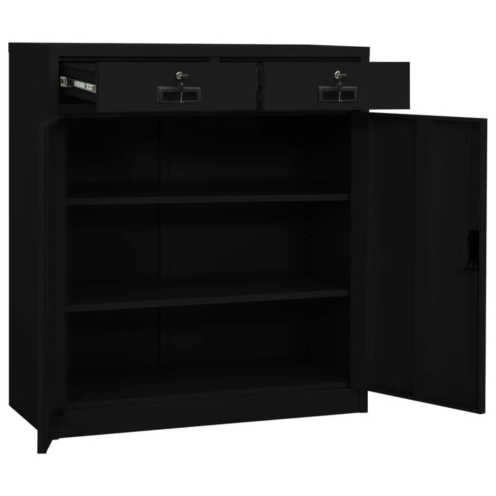 kontorskab 90x40x102 cm stål sort