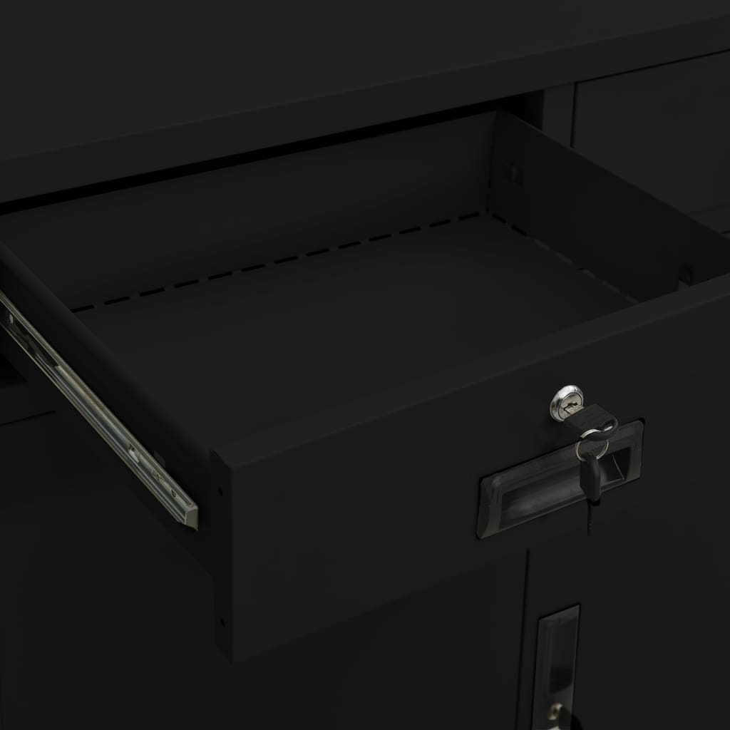 kontorskab 90x40x102 cm stål sort