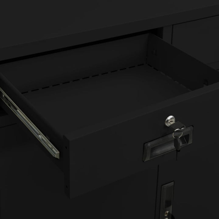 kontorskab 90x40x102 cm stål sort