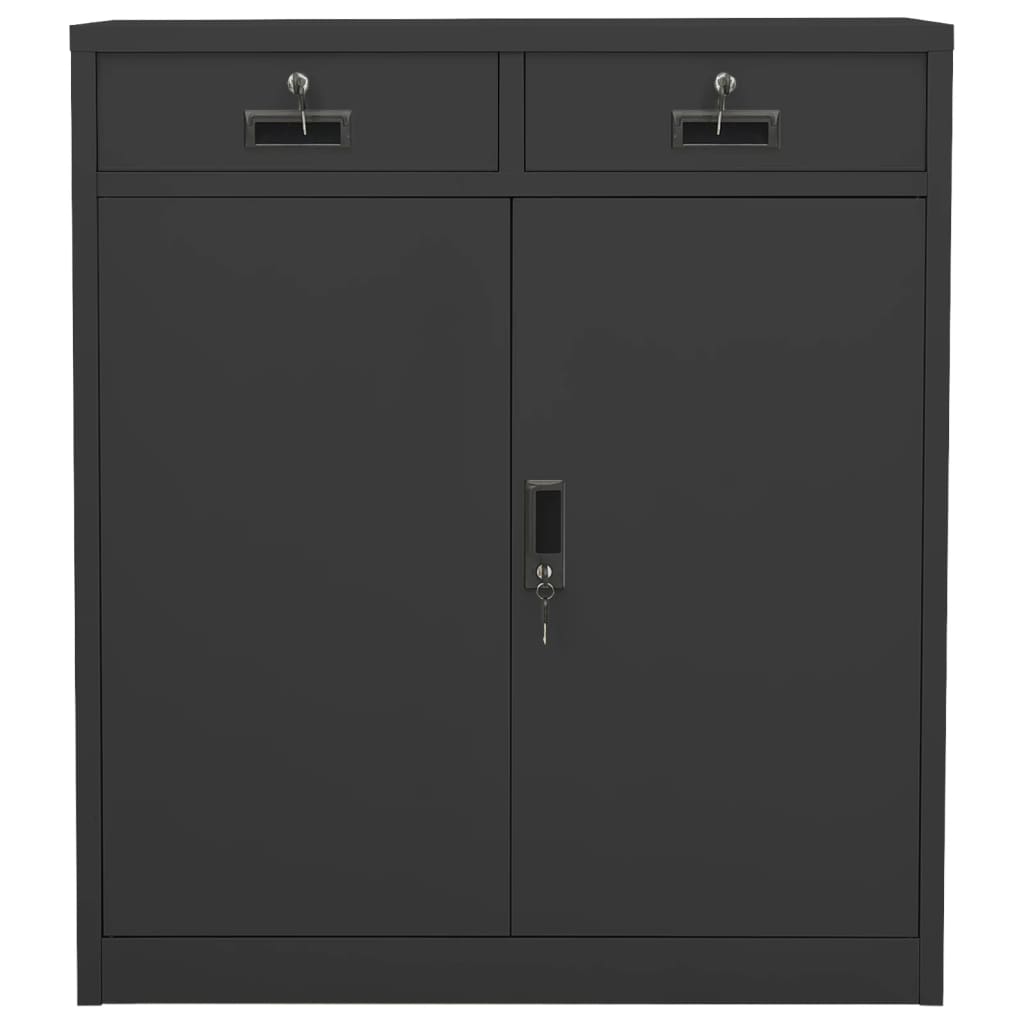 kontorskab 90x40x102 cm stål antracitgrå