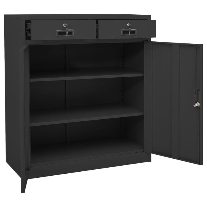 kontorskab 90x40x102 cm stål antracitgrå