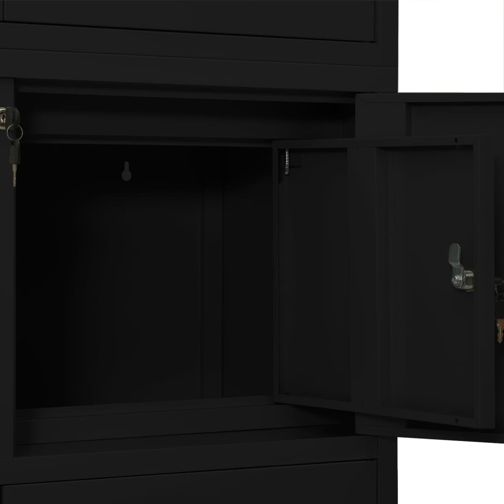 kontorskab 90x40x180 cm stål sort